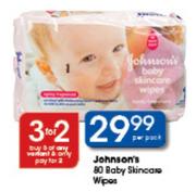 Johnson's Baby Skincare Wipes-80's