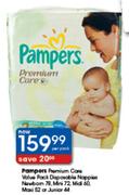 Pampers Premium Care Value Pack Disposable Nappies Newborn-78's/Mini-72's/Midi-60's Per Pack