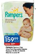 Pampers Premium Care Value Pack Disposable Nappies Maxi-52's Or Junior-44's Per Pack