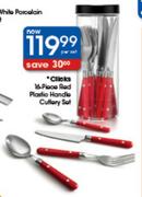 Clicks 16-Piece Red Plastic Handle Cutlery Set