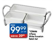 Clicks 3-Piece White Porcelain Relish Set