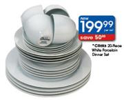 Clicks 20-Piece White Porcelain Dinner Set