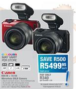 Canon EOS M + 18-55 Mirrorless DSLR Camera-Each