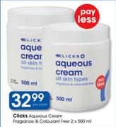 Clicks Aqueous Cream Fragrance & Colourant Free-2 x 500ml 