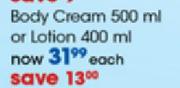 Vaseline Body Cream-500ml Or Lotion-400ml Each