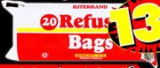 Ritebrand Black Refuse Bags On Roll-20's