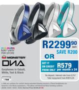 Monster DNA Earphones In Cobalt, White, Teal & Black-Each