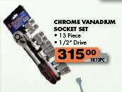 Chrome Vandadium Socket Set-13 Piece