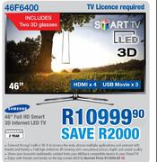 Samsung 46" Full HD Smart 3D Internet LED TV-Each
