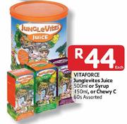 Vitaforce Junglevites Juice-500ml or Syrup-150ml or Chewy C-60's Each