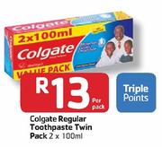 Colgate Regular Toothpaste Twin Pack-2 x 100ml-Per Pack