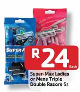 Super-Max Ladies Or Mens Triple Double Razors-5s 