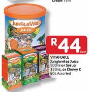 Vitaforce Junglevites Juice-500ml or Syrup-150ml or Chewy C-60's 