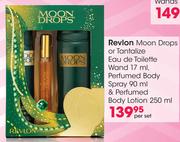 Revlon Moon Drops/Tantalize Eau De Toilette Wand 17ml/Perfumed Body Spray 90ml & Body Lotion-250ml 