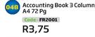 Accounting Book 3 Column A4 72Pg FR2001