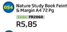 Nature Study Book Feint & Margin A4 72Pg FR2060
