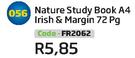 Nature Study Book A4 Irish & Margin 72Pg FR2062