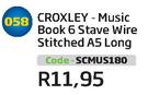 Croxley Music Book 6 Stave Wire Stitched A5 Long SCMUS180