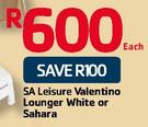 SA Leisure Valentino Lounger White Or Sahara-Each