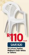 SA Leisure Jupiter Midback Chair White Or Sahara-Each