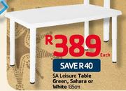 SA Leisure Table Green, Sahara Or White-135cm 