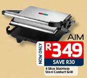 Aim 4 Slice Stainless Steel Contact Grill