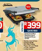 Sunbeam 4 Slice Stainless Steel Sandwich Press  SSP 400