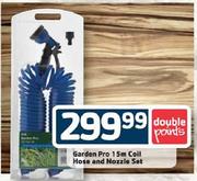 Garden Pro 15m Coil Hose and Nozzle Set