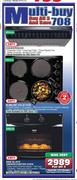 Defy Cookerhood + Slimline Solid Hob + 600E Black Undercounter Oven