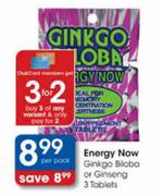 Energy Now Ginkgo Biloba Or Ginseng-3 Tablets