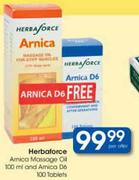 Herbaforce Arnica Massage Oil-100ml and Arnica D6-100 Tablets