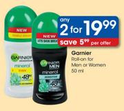 Garnier Roll-On For Men Or Women-2x50ml