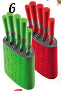 Love Cooking 5-Piece Stainless Steel & Plastic Rainbow Knife Set In Block-Per Set
