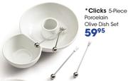 Clicks 5 Piece Porcelain Olive Dish Set
