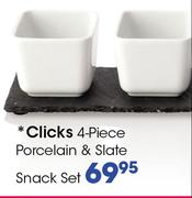 Clicks 4 Piece Porcelain & Slate Snack Set
