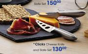 Clicks Cheese Knife And Slate Set-Each