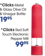 Clicks Red Soft Touch Electronic Pepper Mill-Each