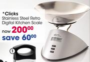Clicks Stainless Steel Retro Digital Kitchen Scale-Each