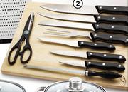 Clicks 10-Piece Knife And Pine Wood Board Set-Each