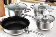 Clicks 7-Piece Stainless Steel Pot And Frying Pan Set-Each