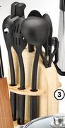 Clicks 12-Piece Knife & Utensil Set In Pine Block-Each