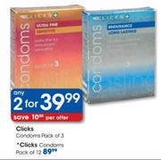 Clicks Condoms Pack Of 3-2's