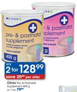 Clicks Pre & Postnatal Supplement-400Gmx2