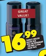 Yardley English Blazer Blue Roll-On Deodorant for Men-2 x 50ml Value Pack