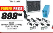 Ellies Four Light Solar Panel Light Kit With Led Globes