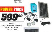 Ellies Two Light Solar Panel Light Kit With Led Globes
