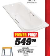 Chanel Acrylic Bath With Chrome Handles White-1700mm