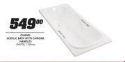 Chanel Acrylic Bath With Chrome Handles White-1700mm