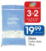 Clicks Cotton Balls-100g Per Pack