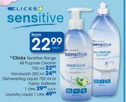 Clicks Sensitive Dishwashing Liquid-750ml Or Fabric Softener-1ltr Each
